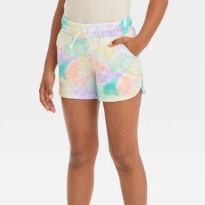 Cat & Jack Girls knitted pull on tie dye shorts size large (10/12)